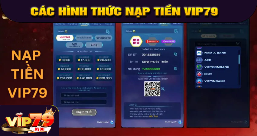 Các hình thức nạp tiền VIP79 phổ biến nhất hiện nay