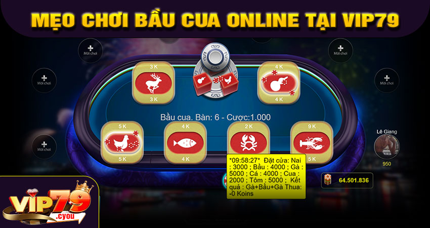 Mẹo chơi bầu cua online tại VIP79 – Bí kíp từ Tiến Bịp
